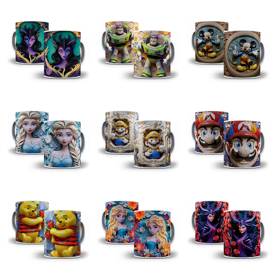 30 Artes para Caneca Personagens Disney 3D Arquivo em Jpg   4