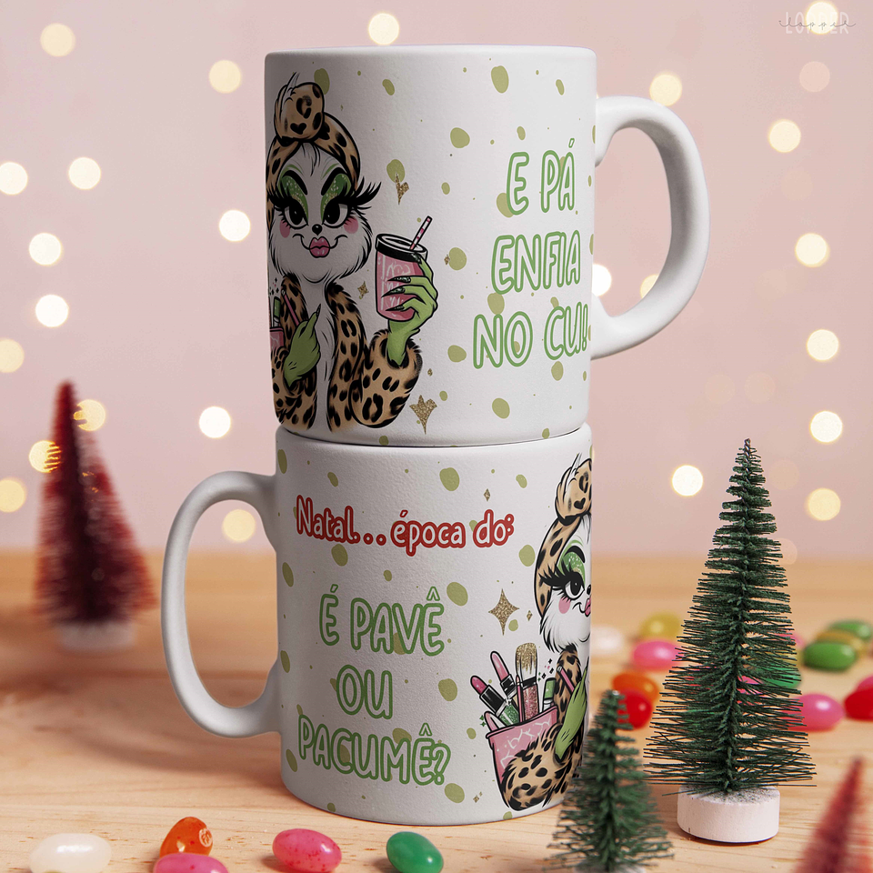 5 Artes para Caneca Meninas Grinch Natal Arquivo em Jpg 2