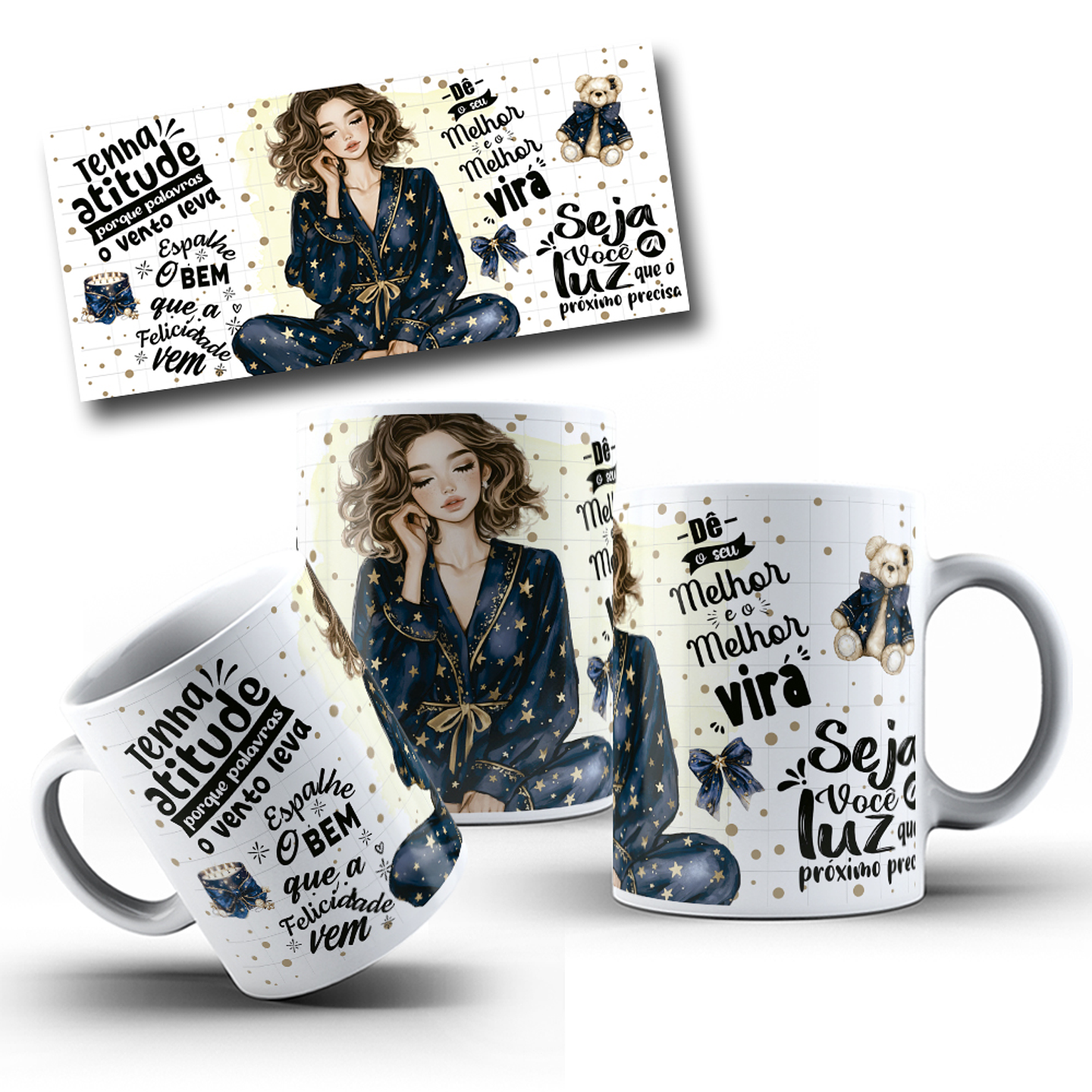 5 Artes para Caneca Frases Femininas Arquivo Editável  4