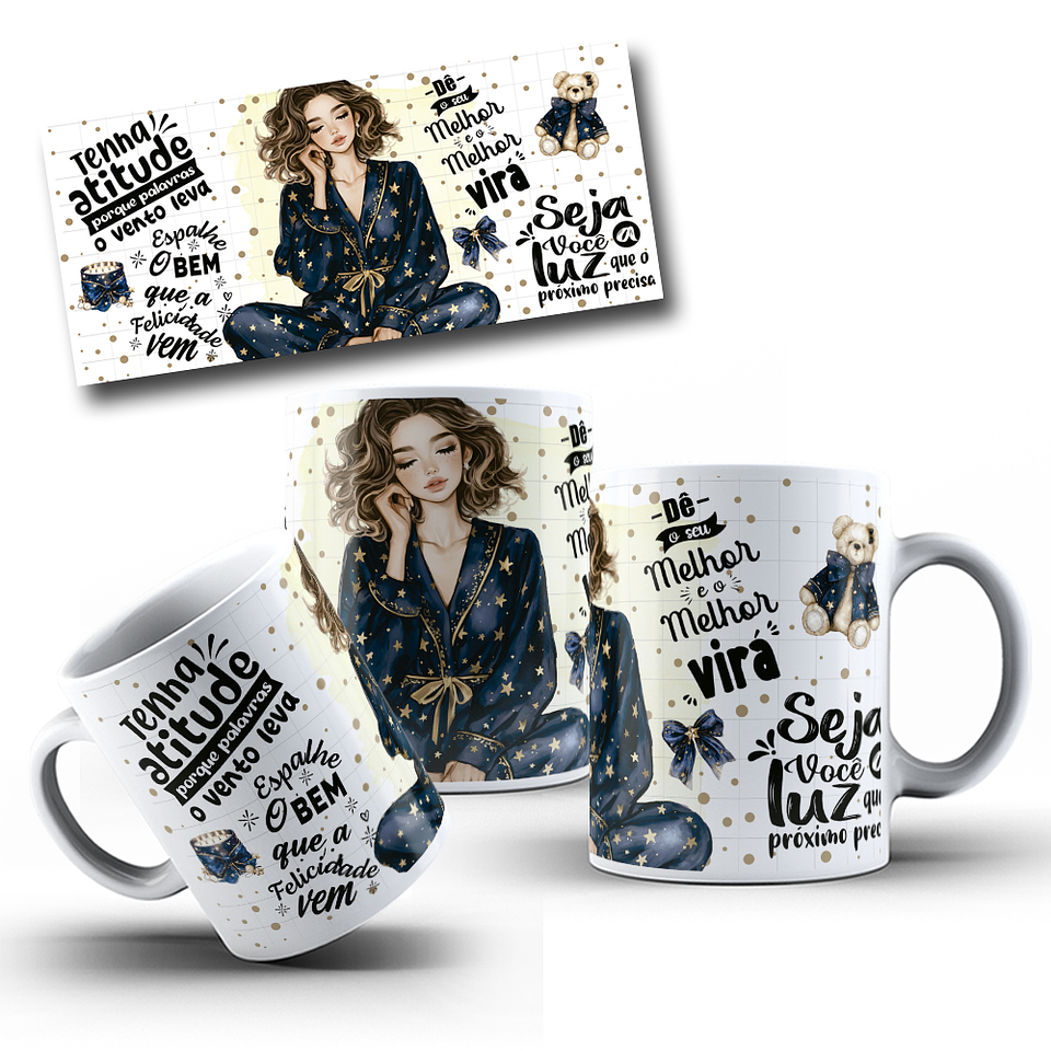 5 Artes para Caneca Frases Femininas Arquivo Editável  4