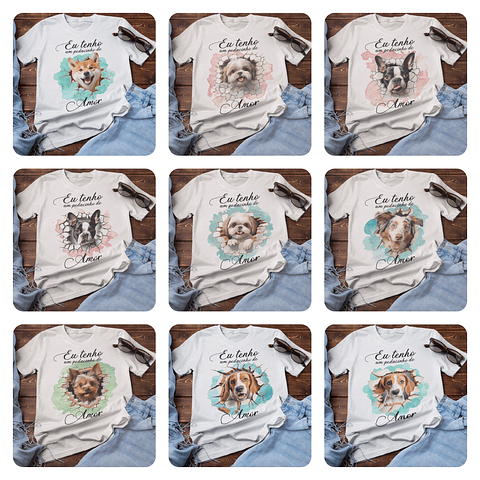 36 Artes para Camisas Pets Animais Arquivo em Png