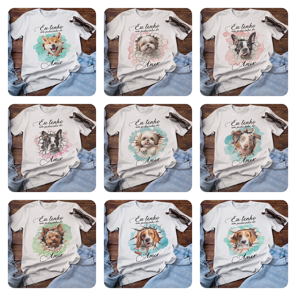 36 Artes para Camisas Pets Animais Arquivo em Png 1