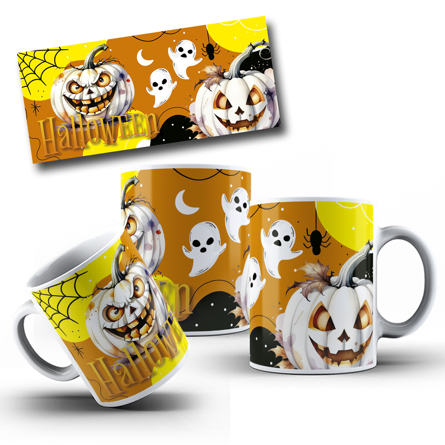 6 Artes para Caneca Abobora Halloween Arquivo Editável 1
