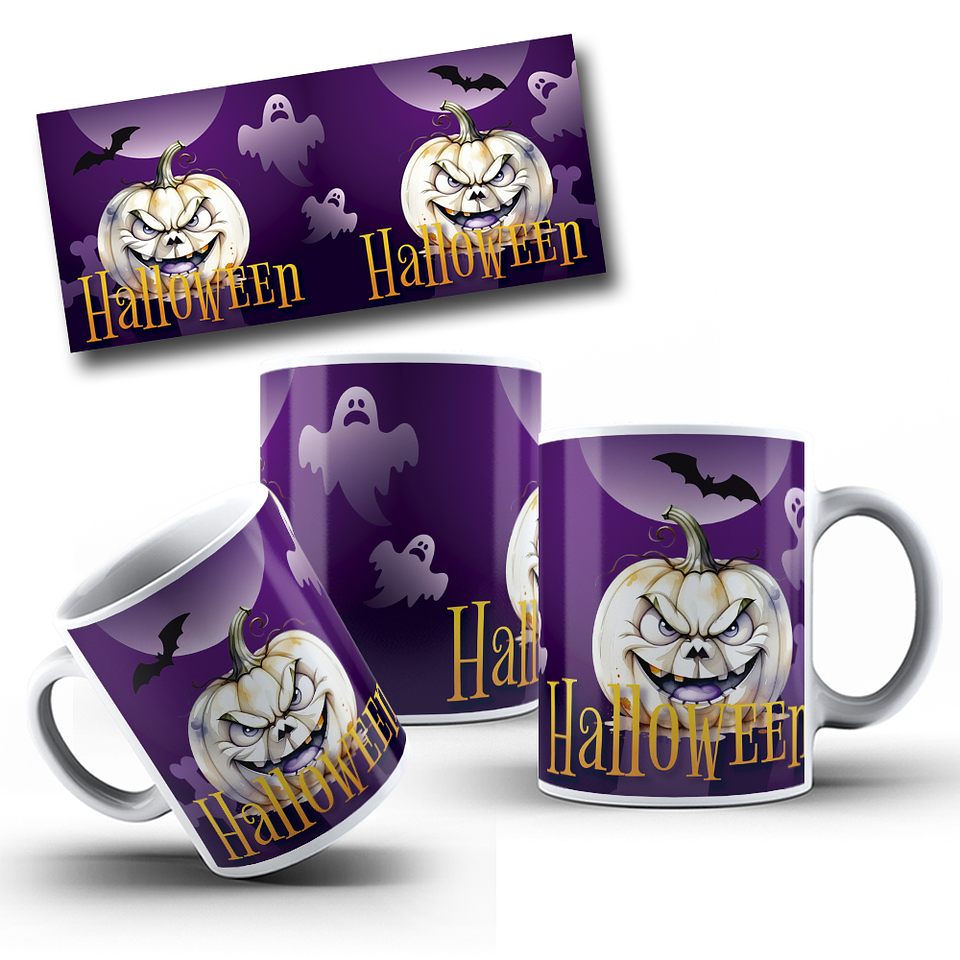 6 Artes para Caneca Abobora Halloween Arquivo Editável 2