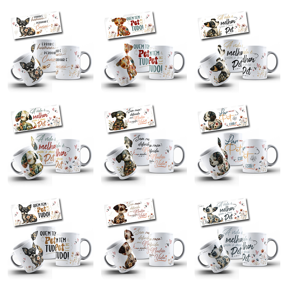 40 Artes para Canecas e Camisas Pets Doguinhos Arquivo em Png  2