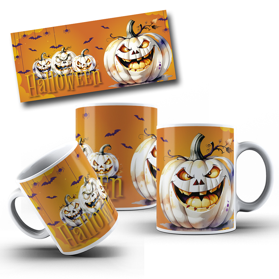 6 Artes para Caneca Abobora Halloween Arquivo Editável 3