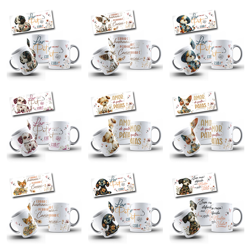 40 Artes para Canecas e Camisas Pets Doguinhos Arquivo em Png  3