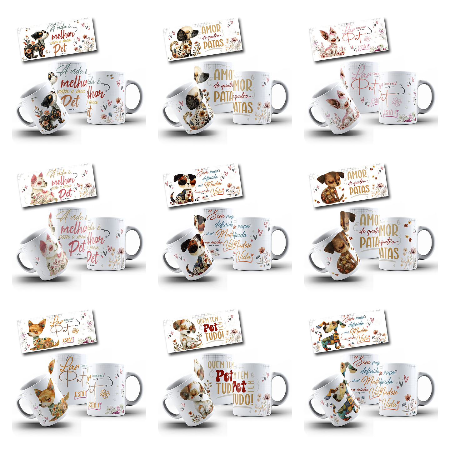 40 Artes para Canecas e Camisas Pets Doguinhos Arquivo em Png  4