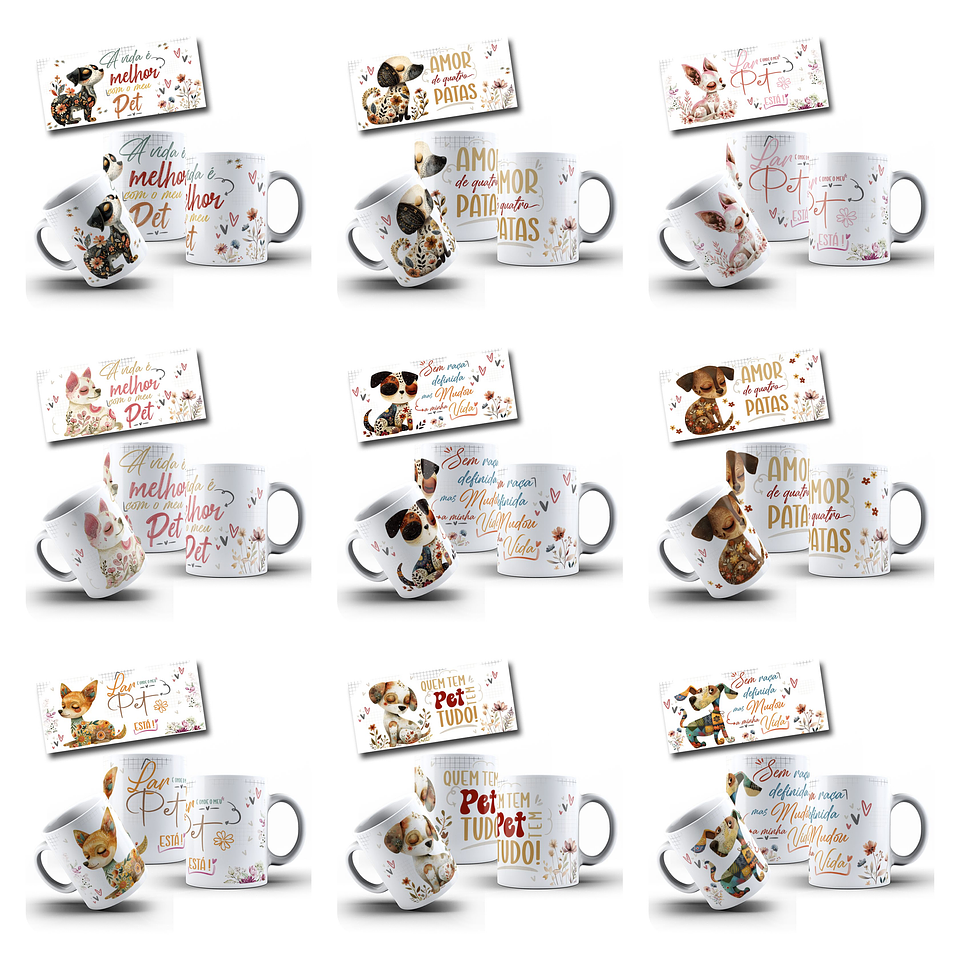 40 Artes para Canecas e Camisas Pets Doguinhos Arquivo em Png  4