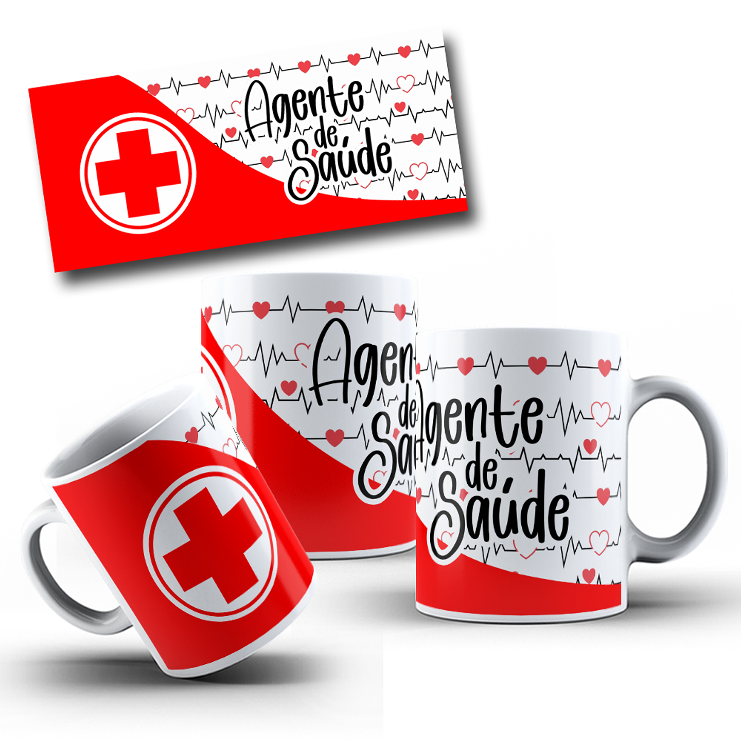 6 Artes para Caneca Agente de Saúde Arquivo em Editável 1