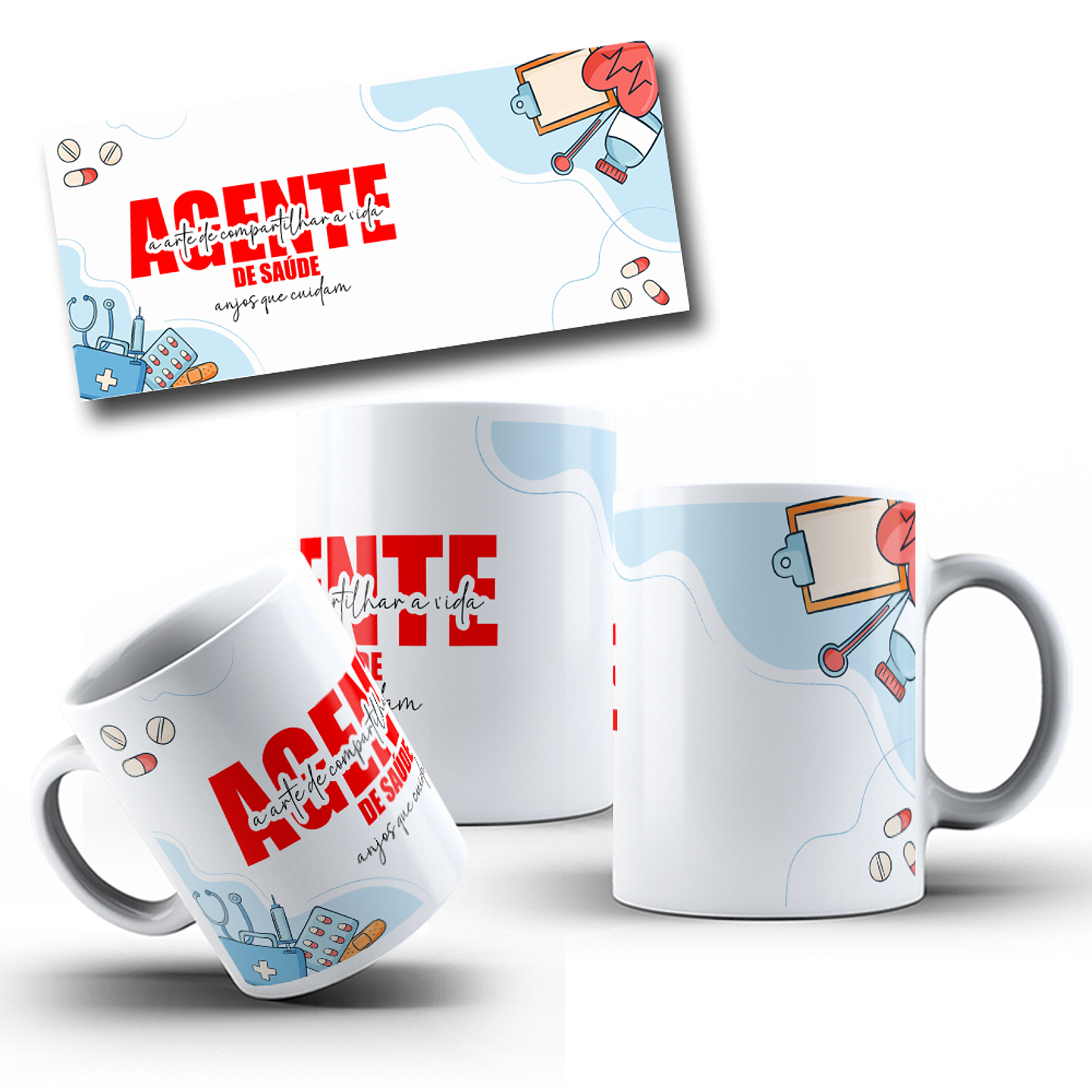 6 Artes para Caneca Agente de Saúde Arquivo em Editável 2