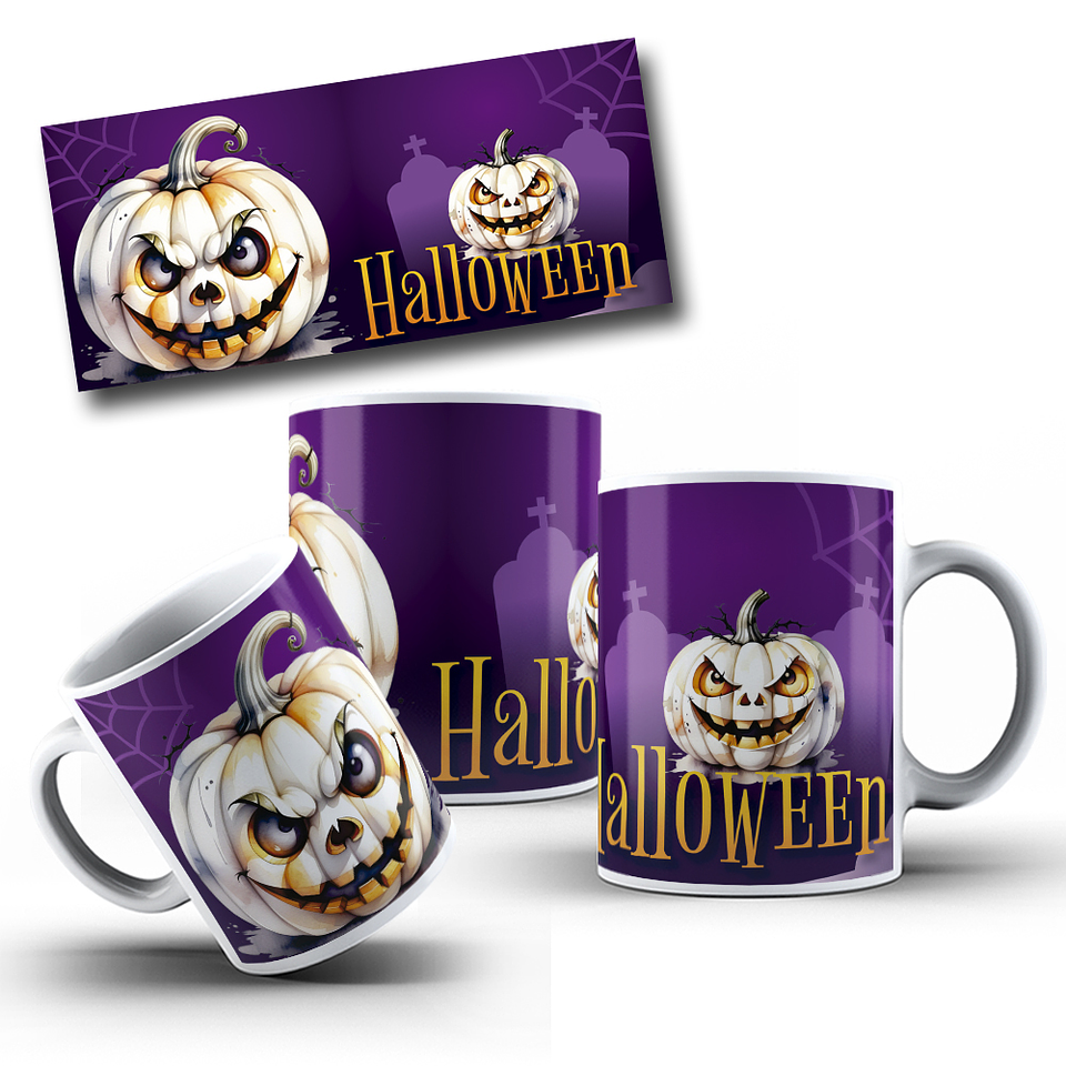 6 Artes para Caneca Abobora Halloween Arquivo Editável 6
