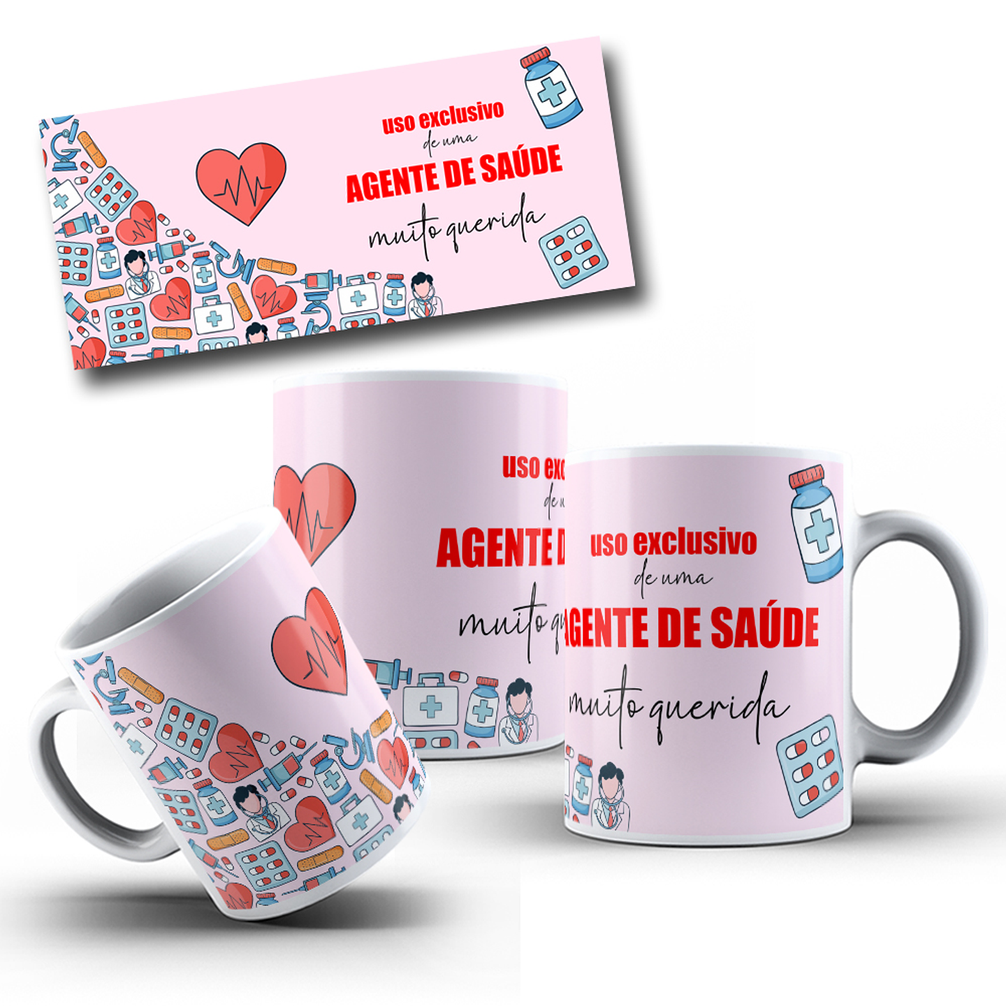 6 Artes para Caneca Agente de Saúde Arquivo em Editável 4