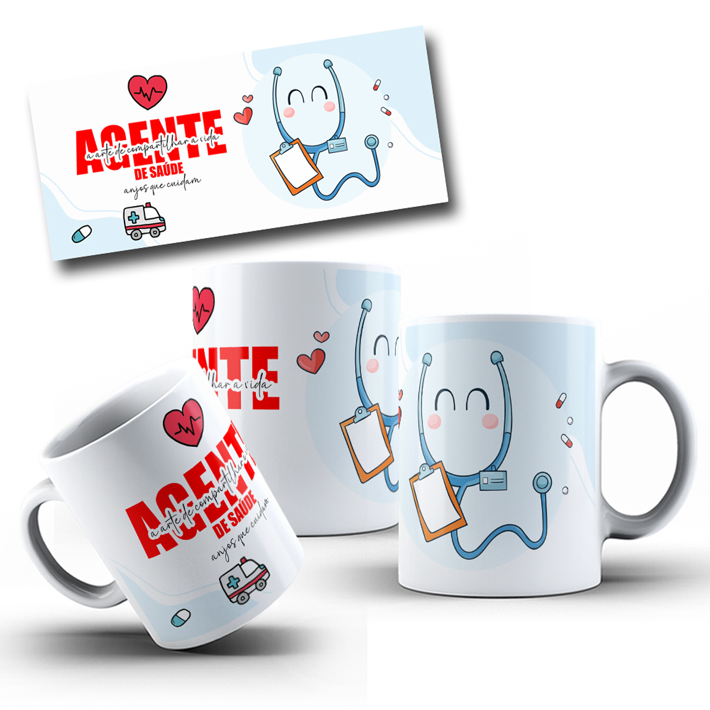 6 Artes para Caneca Agente de Saúde Arquivo em Editável 5