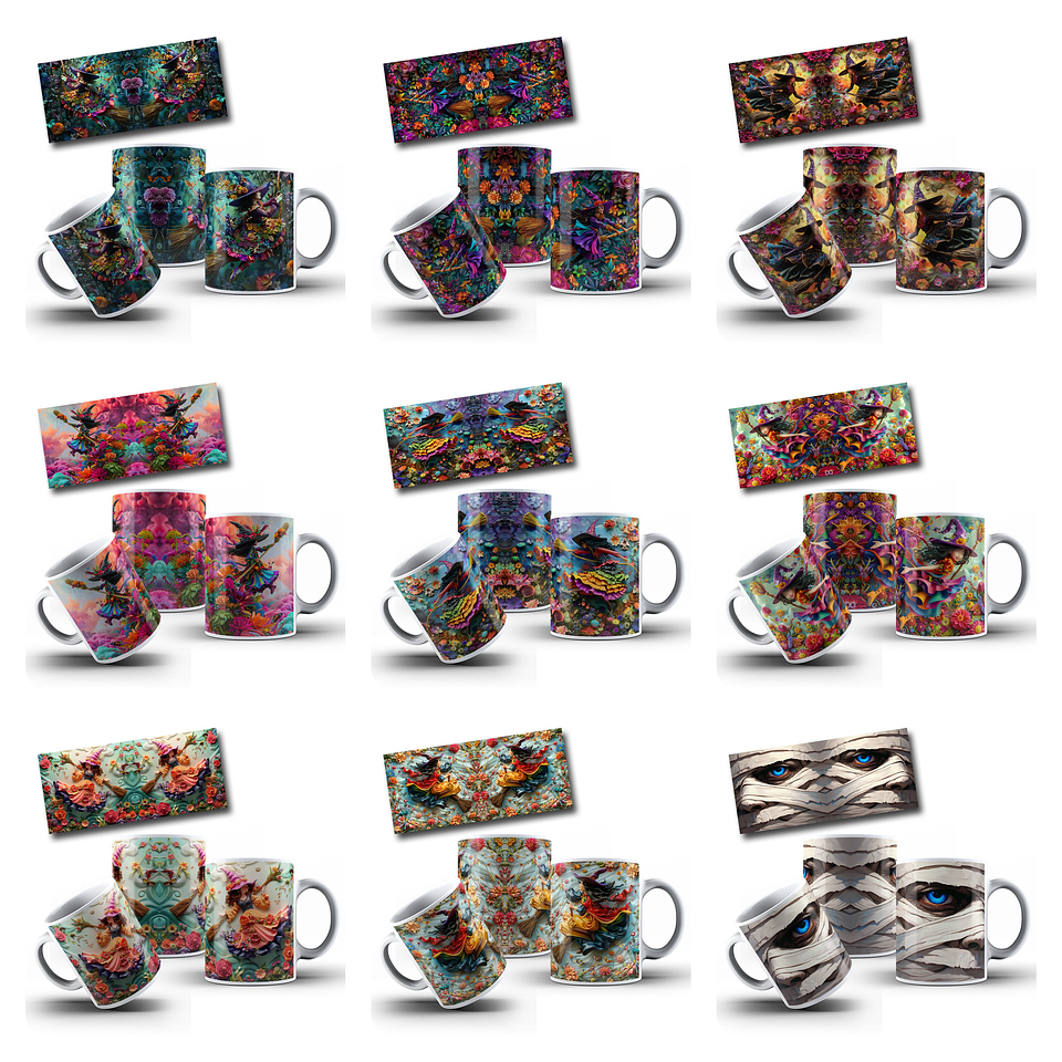 100 Artes para Canecas e Camisa Halloween Arquivo em Png 14