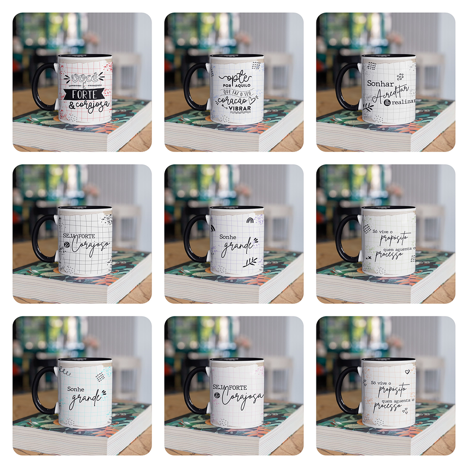 10 Artes para Caneca Frases Seja Forte e Corajosa Arquivo em Png 1