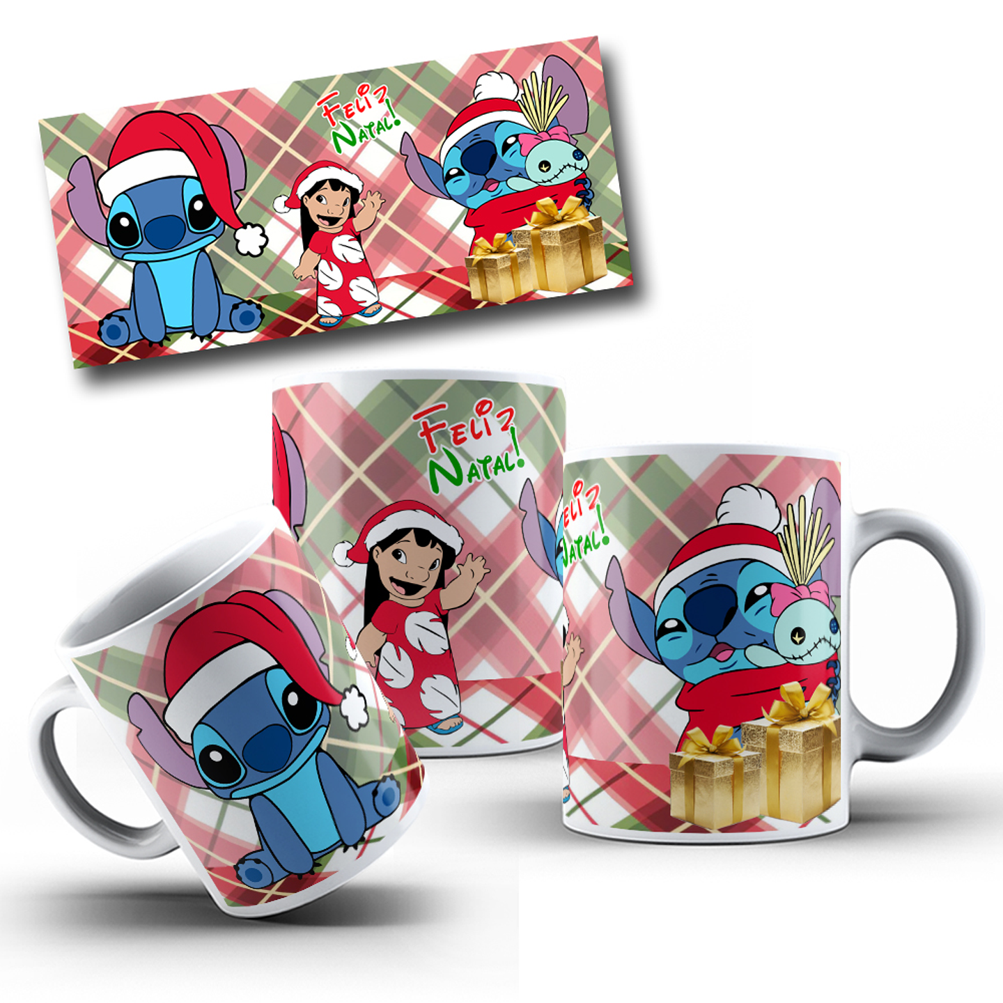 10 Artes para Caneca Natal Stitch e Mickey Arquivo em Jpg 1