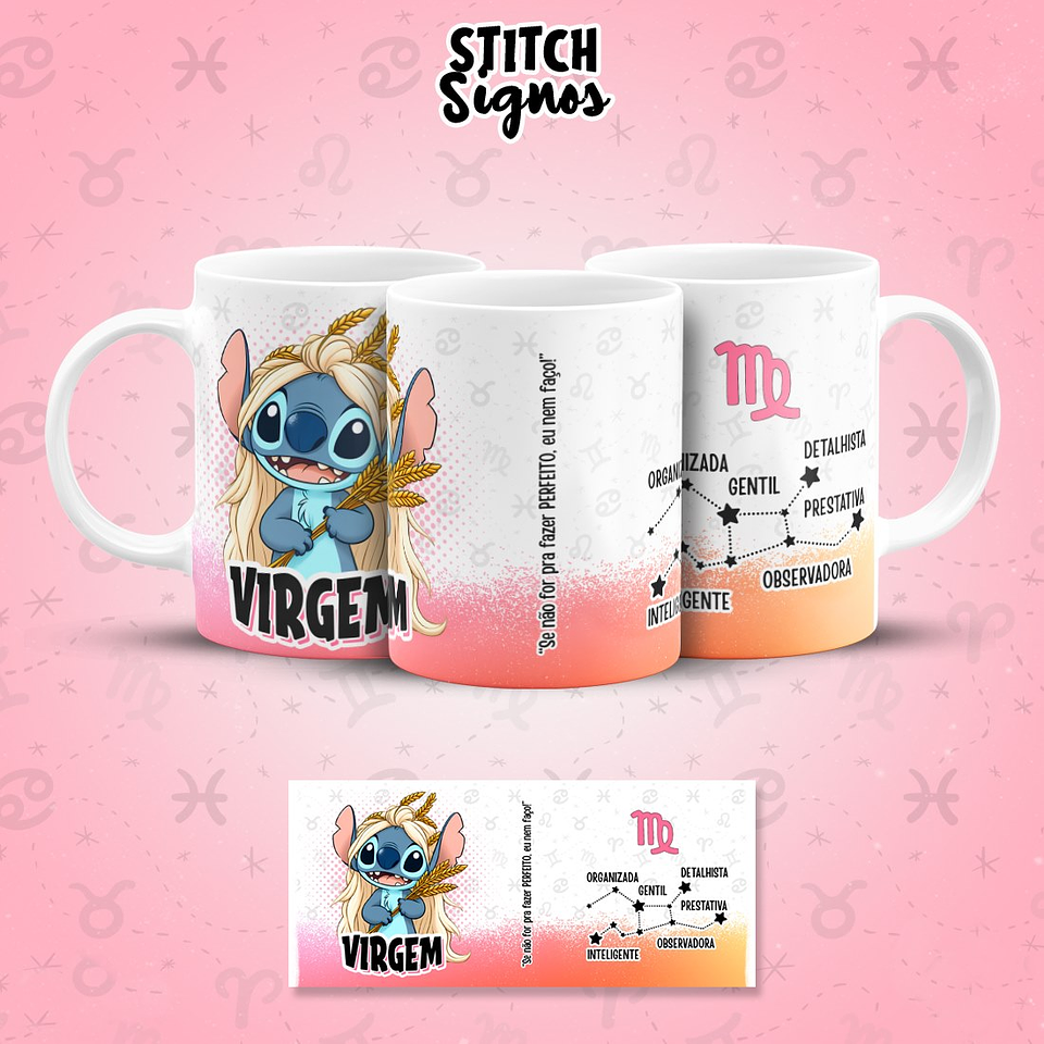 12 Artes para Caneca Stitch Signos Arquivo em Jpg  1