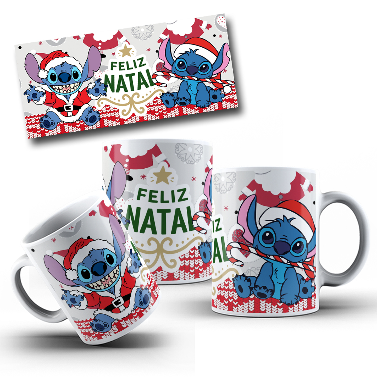 10 Artes para Caneca Natal Stitch e Mickey Arquivo em Jpg 8
