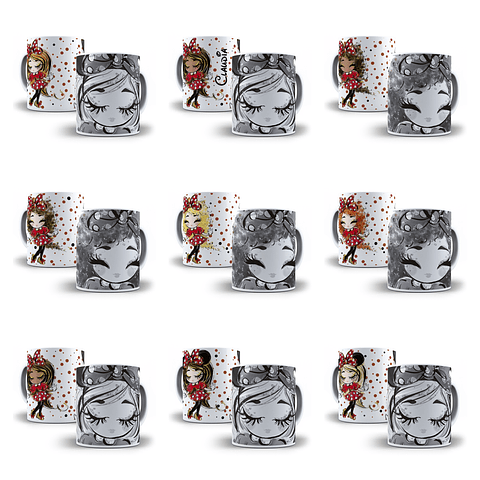 13 Artes para Caneca Menina Minnie Arquivo Editável