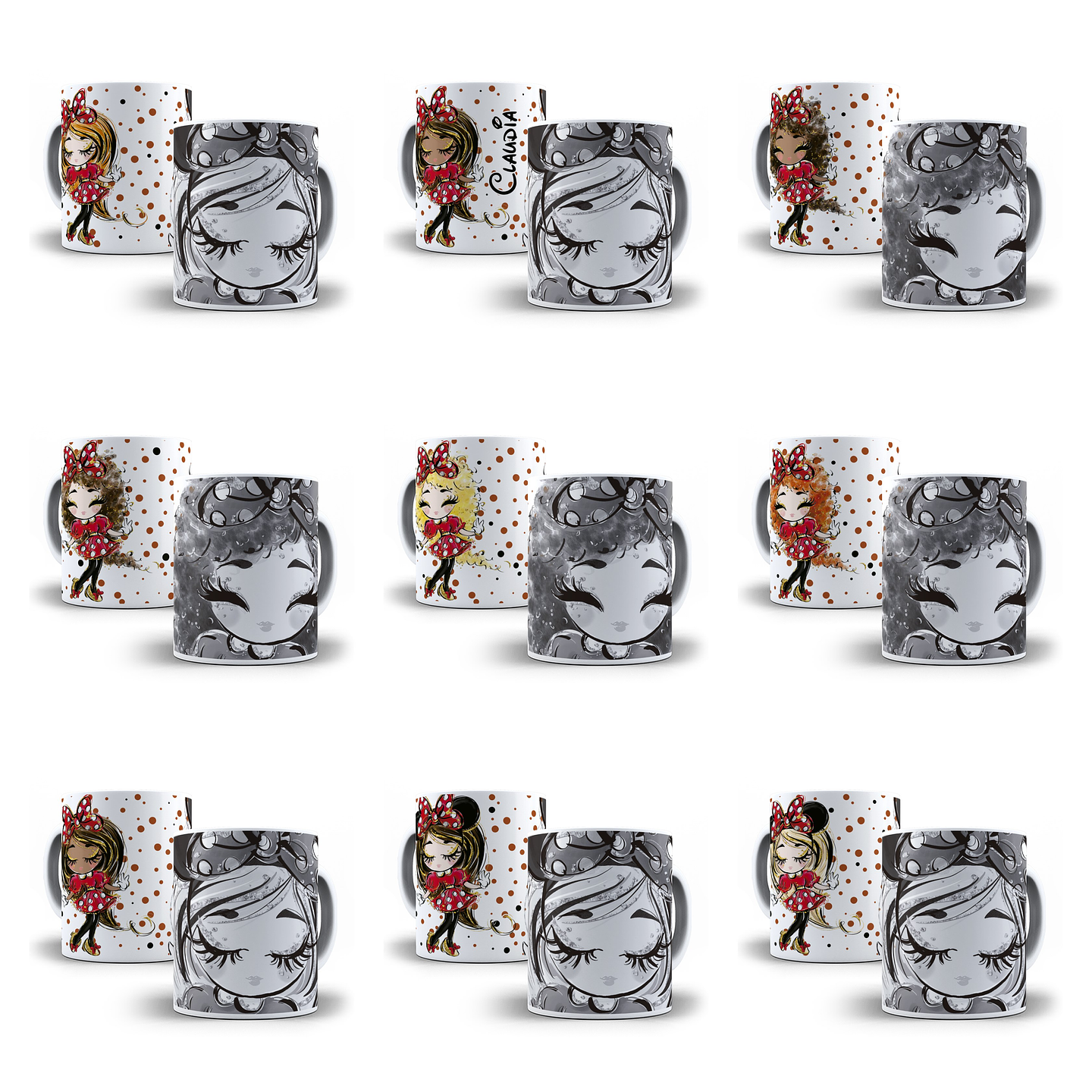 13 Artes para Caneca Menina Minnie Arquivo Editável 1
