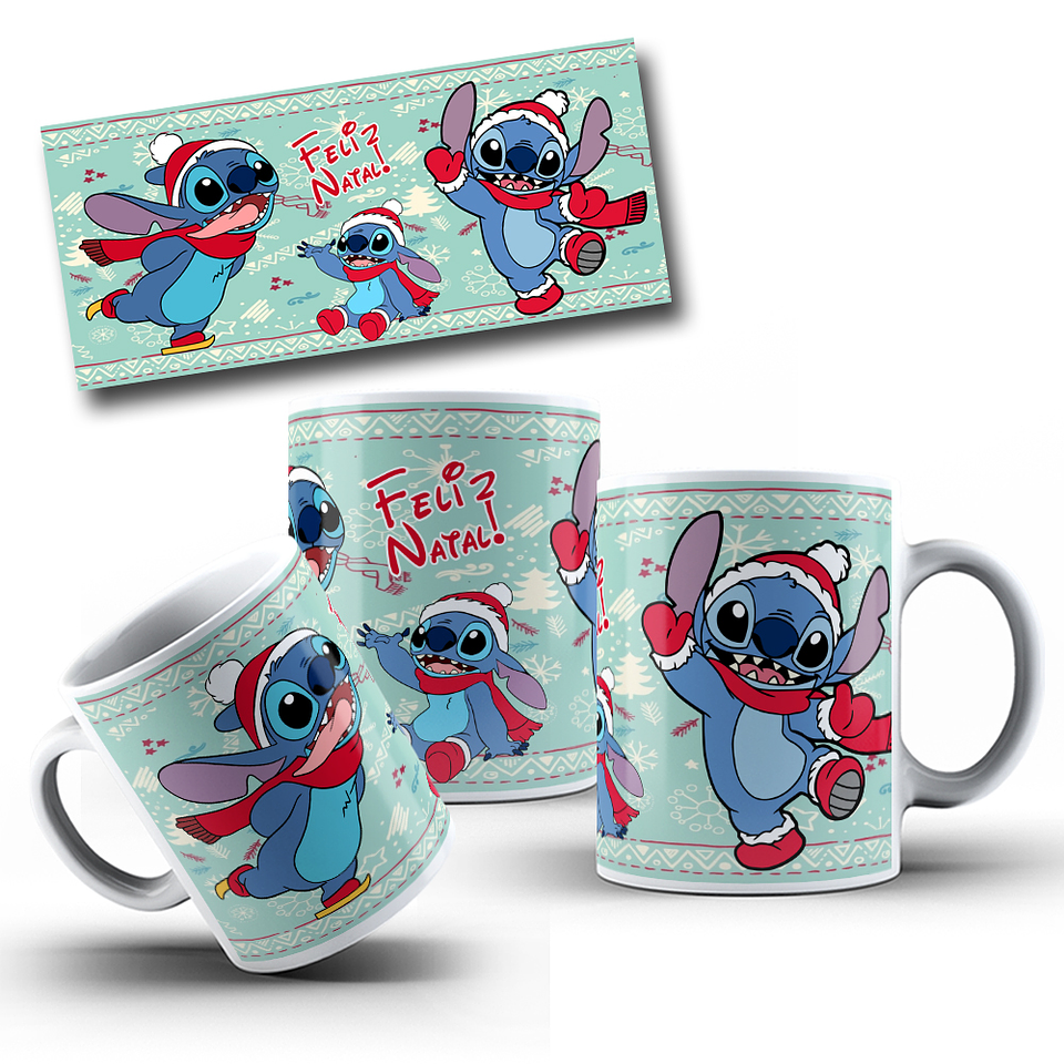 10 Artes para Caneca Natal Stitch e Mickey Arquivo em Jpg 10