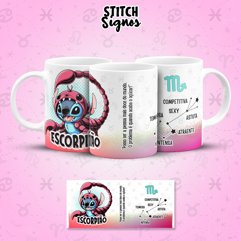 12 Artes para Caneca Stitch Signos Arquivo em Jpg  6