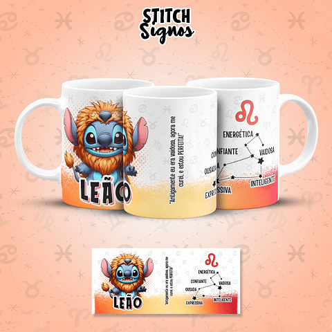 12 Artes para Caneca Stitch Signos Arquivo em Jpg 