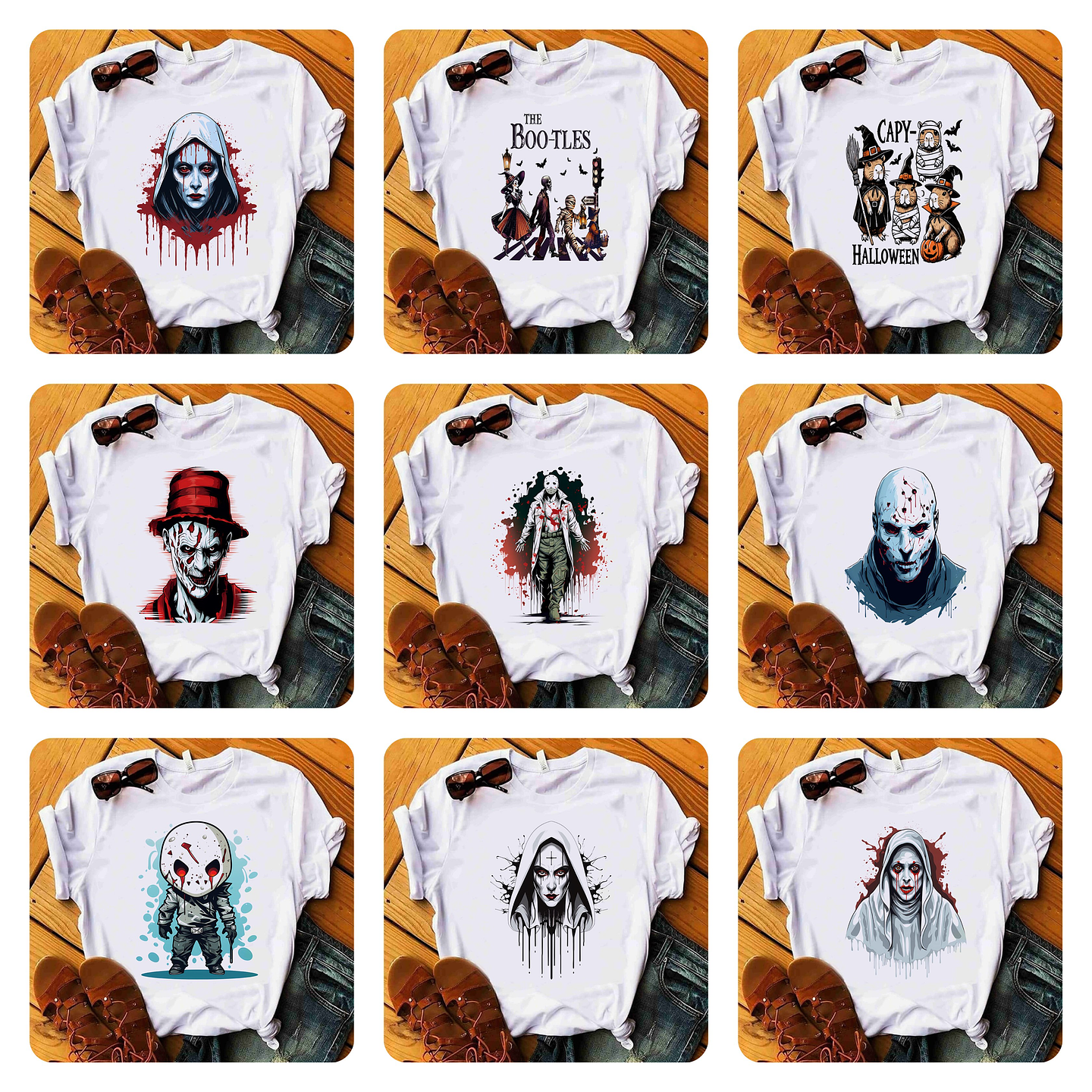 18 Artes para Camisa Terror Halloween Arquivo Editável 1