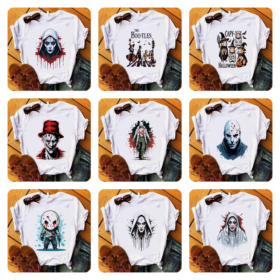 18 Artes para Camisa Terror Halloween Arquivo Editável 1