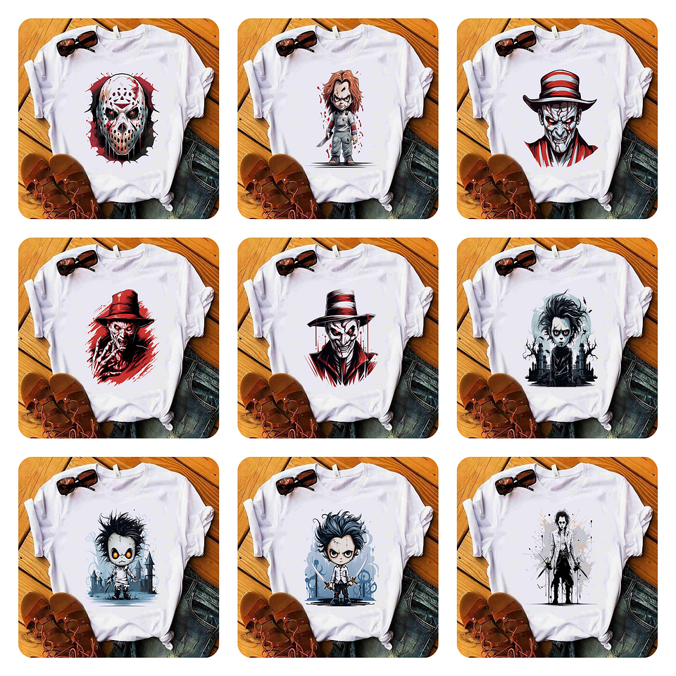 18 Artes para Camisa Terror Halloween Arquivo Editável 2