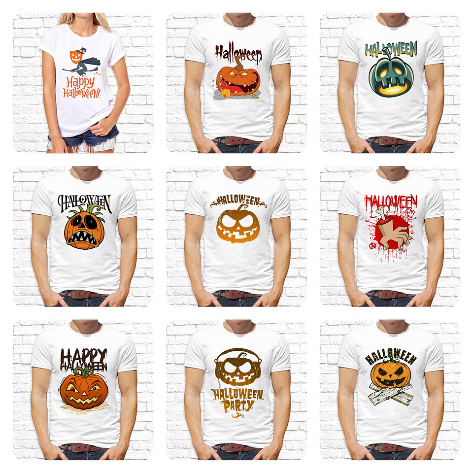 19 Artes para Camisa Halloween Arquivo Editável 1