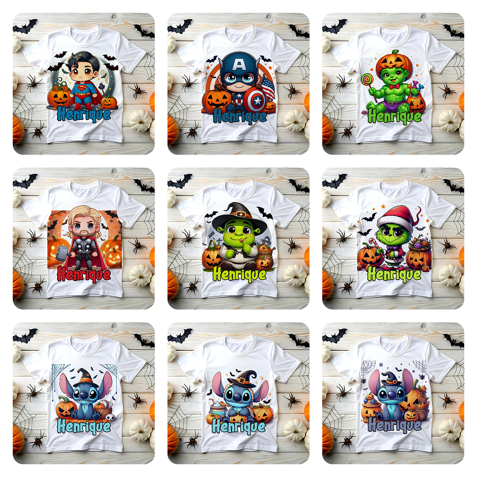 22 Artes para Camisa Personagens Infantil Halloween Arquivo em Png  2