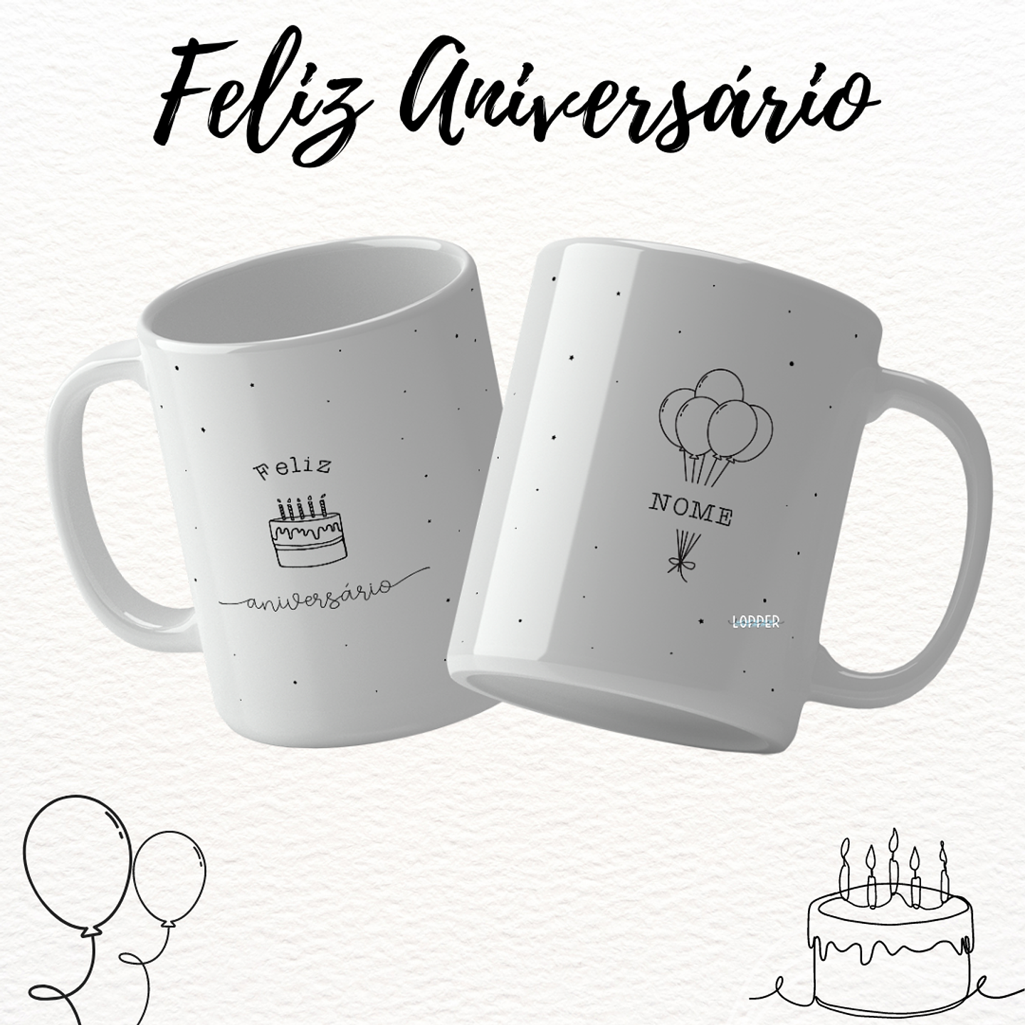 16 Artes para Caneca Feliz Aniversário Arquivo Editável 6