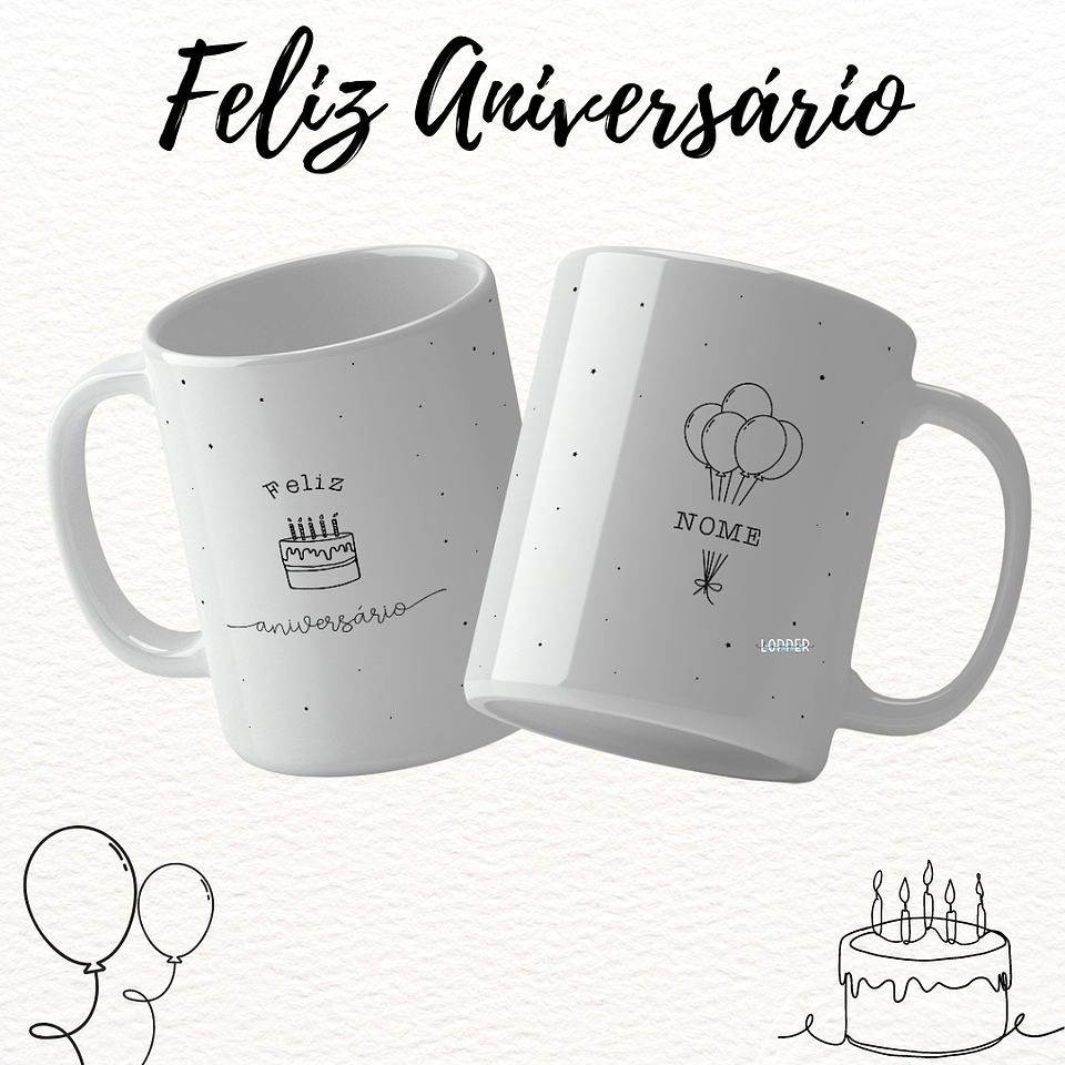 16 Artes para Caneca Feliz Aniversário Arquivo Editável 6