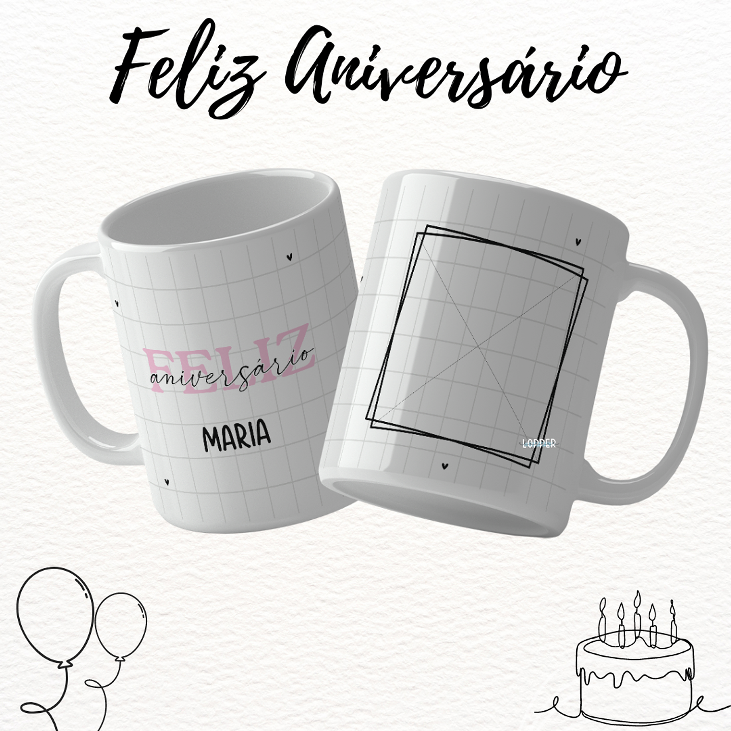 16 Artes para Caneca Feliz Aniversário Arquivo Editável 7