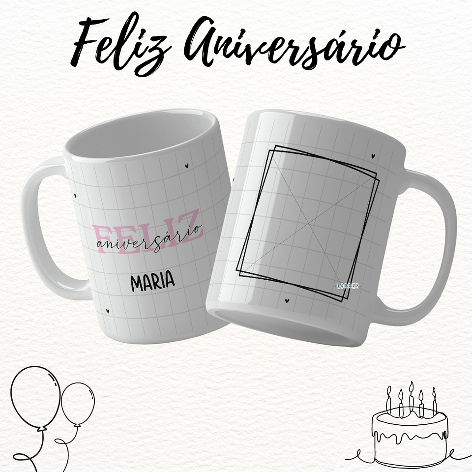 16 Artes para Caneca Feliz Aniversário Arquivo Editável 7