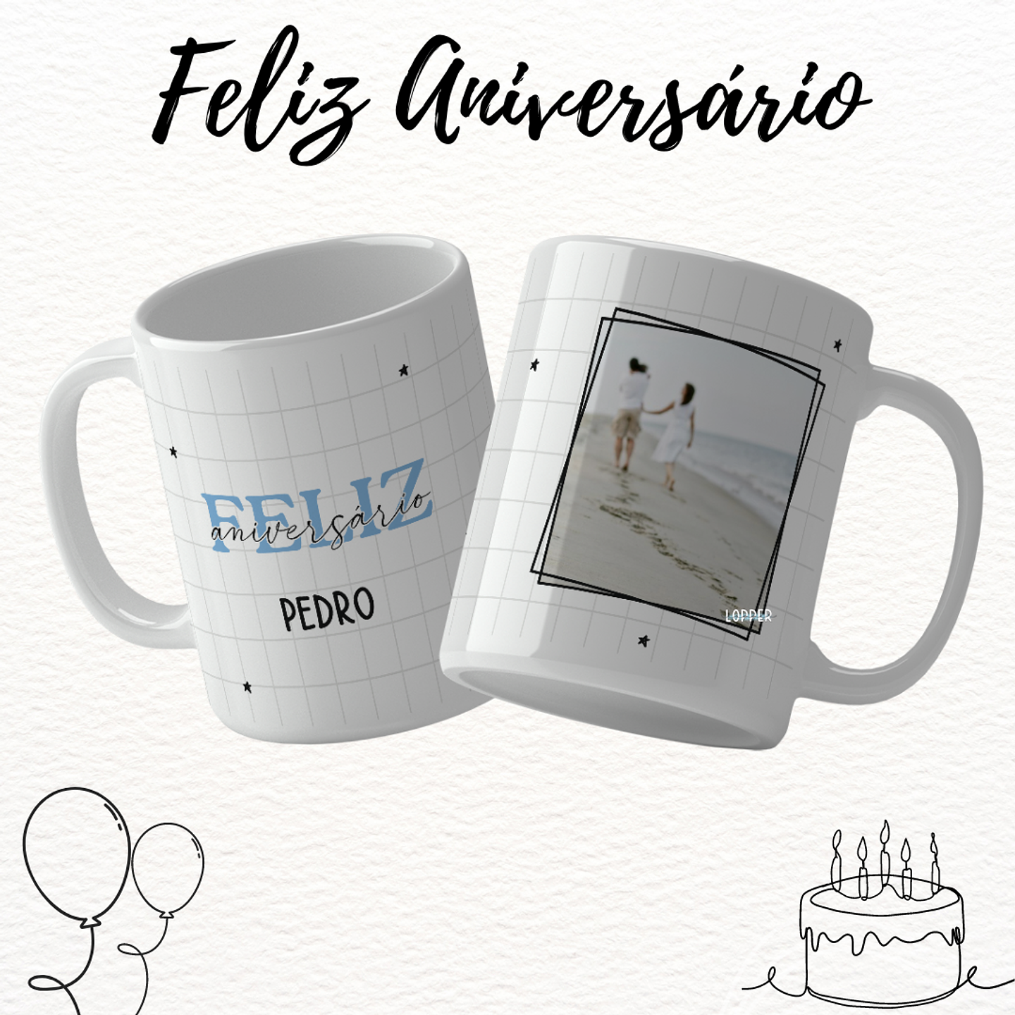 16 Artes para Caneca Feliz Aniversário Arquivo Editável 8