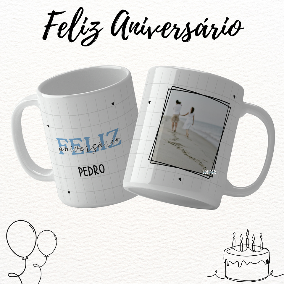 16 Artes para Caneca Feliz Aniversário Arquivo Editável 8
