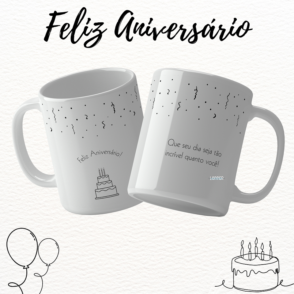 16 Artes para Caneca Feliz Aniversário Arquivo Editável 9