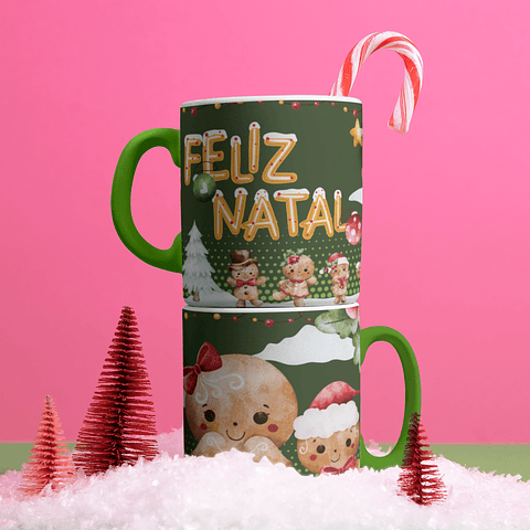 5 Artes para Caneca Gingerbread Natal Arquivo Editável