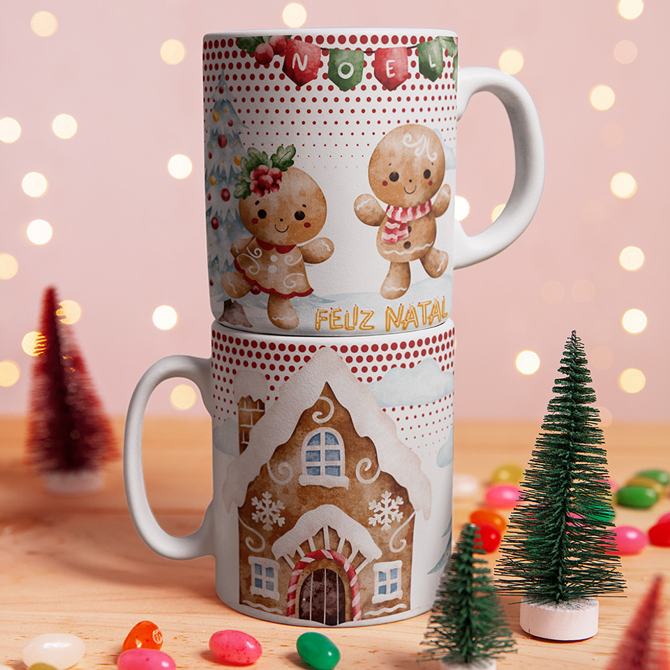 5 Artes para Caneca Gingerbread Natal Arquivo Editável 4
