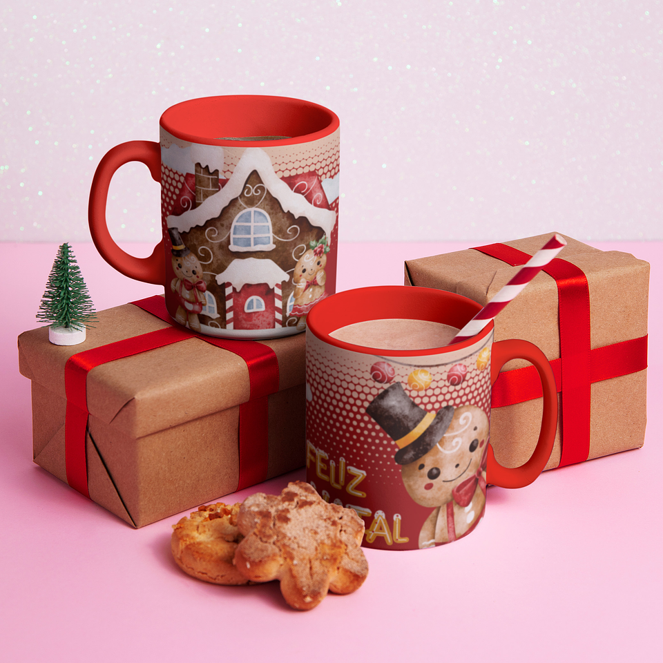 5 Artes para Caneca Gingerbread Natal Arquivo Editável 5