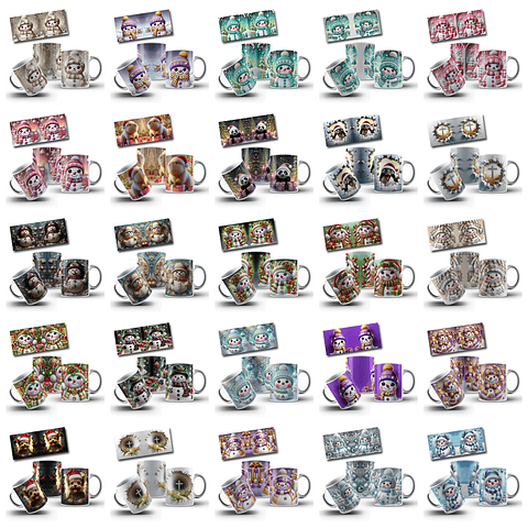 198 Artes para Caneca Natal 3d Arquivo em Jpg