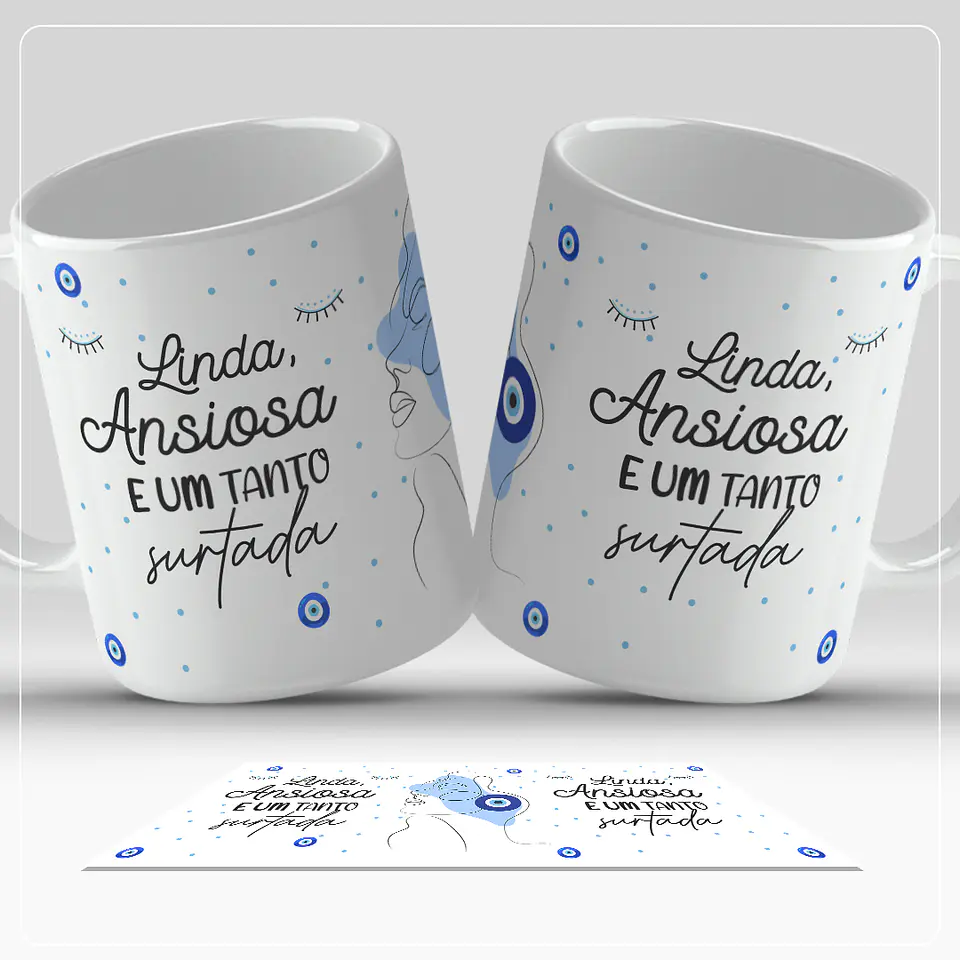 Arte para Caneca Linda ansiosa e um tanto surtada Arquivo em Jpg   1