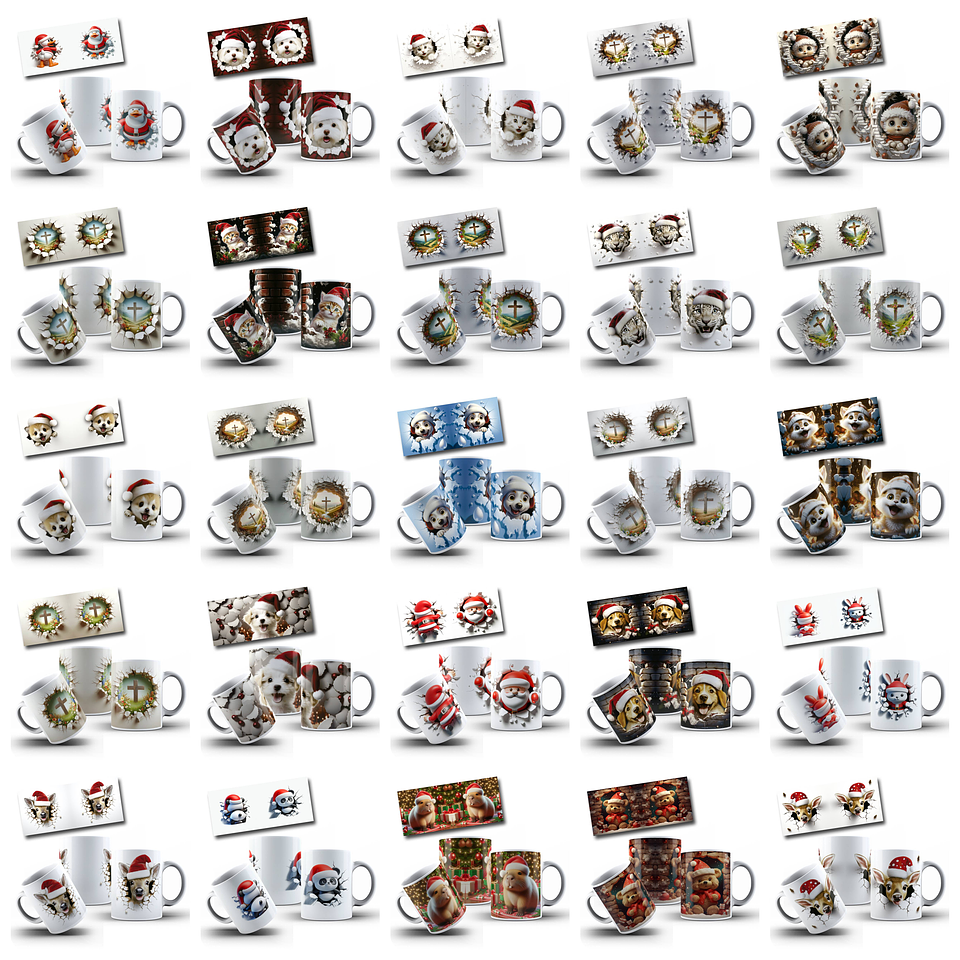 198 Artes para Caneca Natal 3d Arquivo em Jpg 2