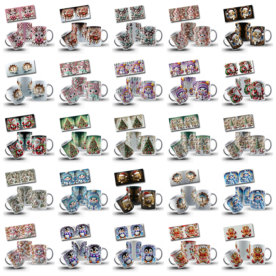 198 Artes para Caneca Natal 3d Arquivo em Jpg 3