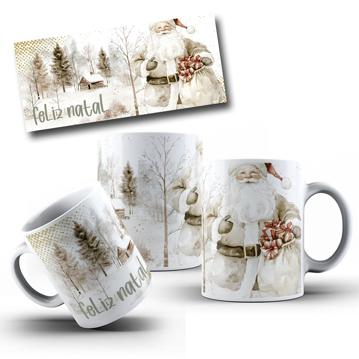 7 Artes para Caneca Natal Clássico Arquivo Editável 3