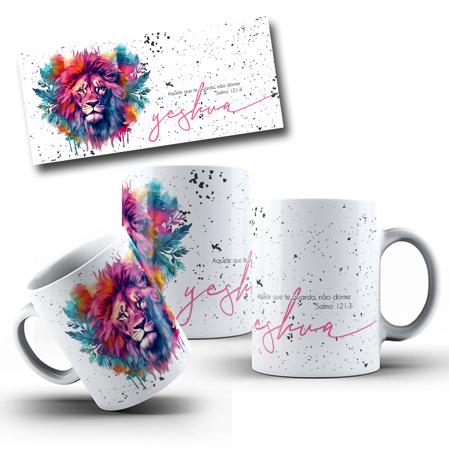 5 Artes para Caneca Leão de Judá Yeshua Arquivo Editável 1