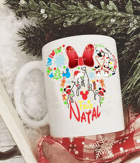 10 Artes para Caneca e Camisa Natal Mickey e Minnie Arquivo Editável 